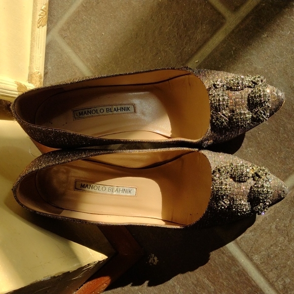 manolo blahnik hangisi crystal glitter pump heel size 36.5 size 6 - Picture 15 of 17